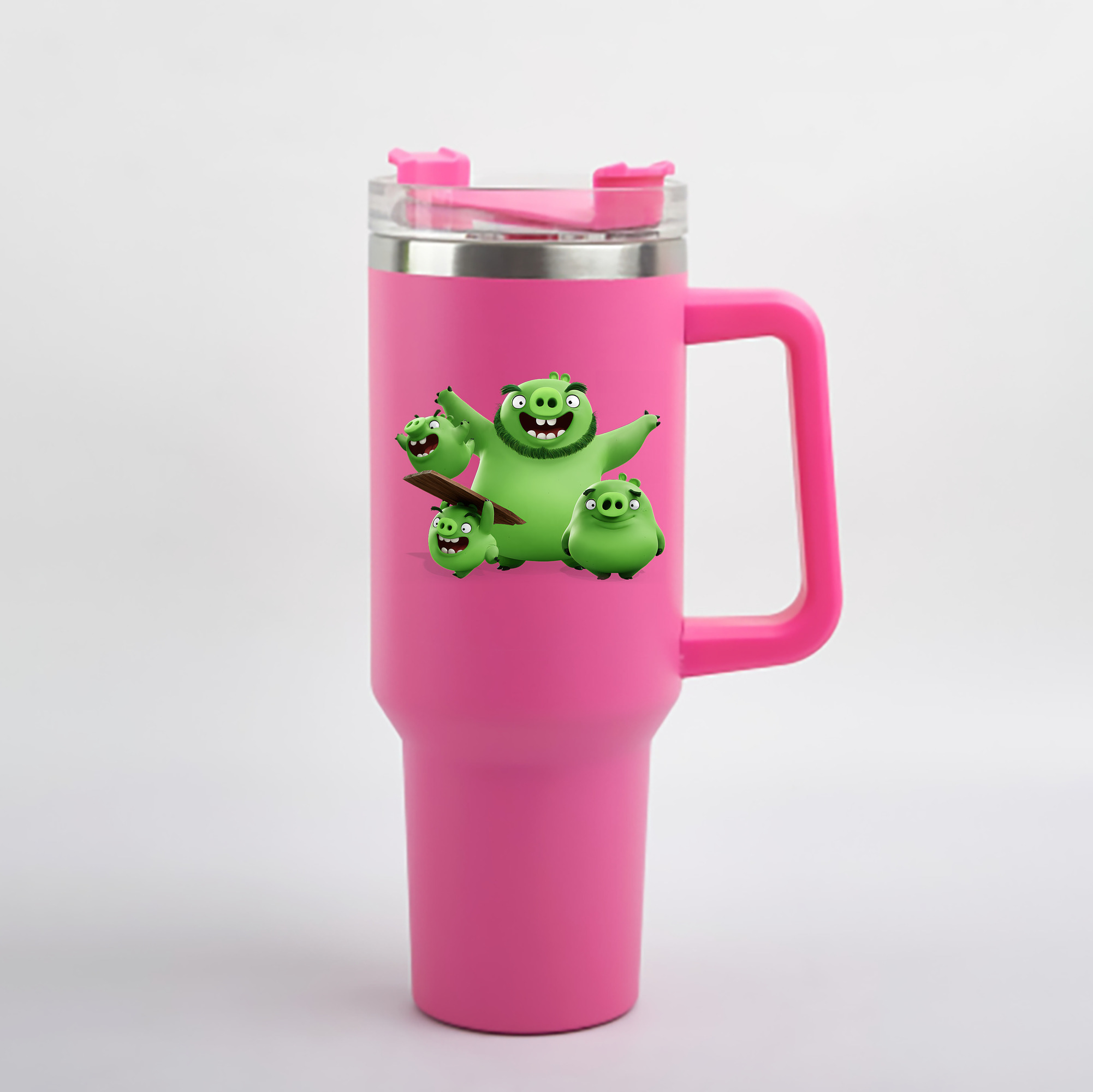 （画像用） Angry Birds アングリーバード 1200mL車用タンブラー - クリスタルステッカー（プラスチックストロー付き）